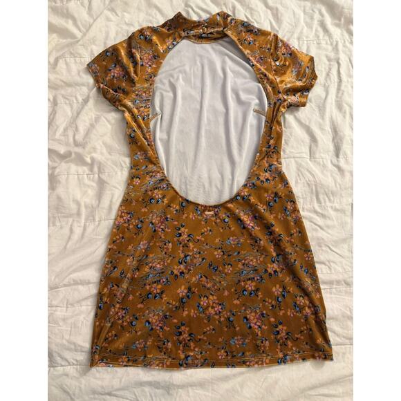 Savage X Fenty Women's Small Psychedelic Velvet Slip Mini Dress Floral Open Back - Picture 2 of 6
